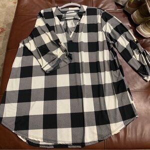 Chic Soul Black and White Plaid Blouse